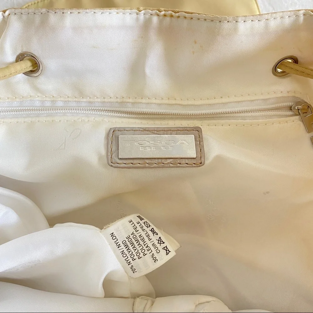 Tosca blu beige leather front pocket nylon backpack